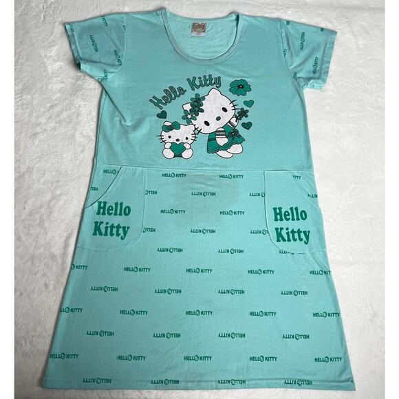 Hello Kitty Green Clover Juniors size Medium Nightgown Dress D&P Fashion - Picture 1 of 6